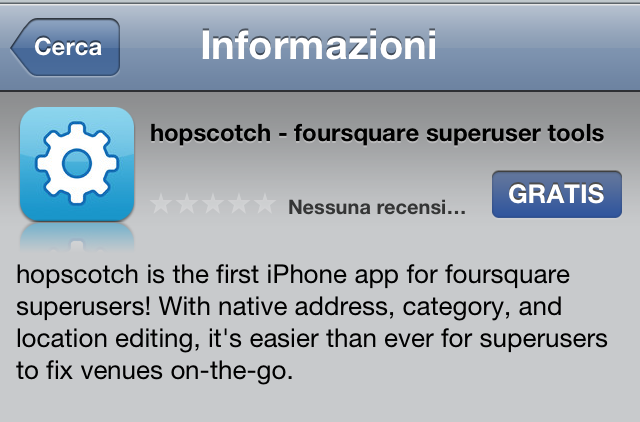 Hopscotch app per i superuser di foursquare