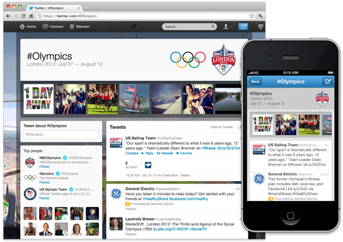 La pagina evento delle Olimpiadi su Twitter