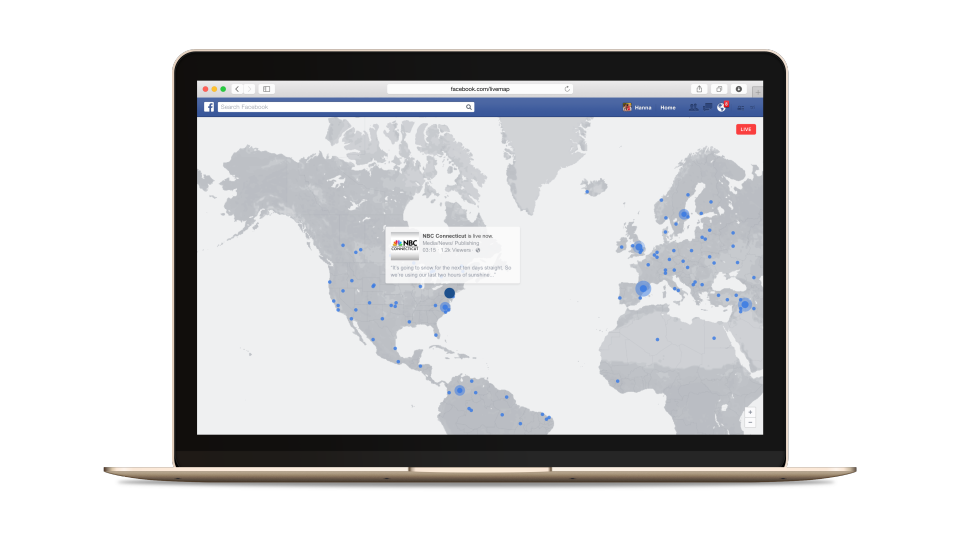 Facebook live video mappa globale