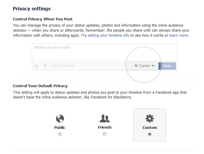 Facebook privacy setting