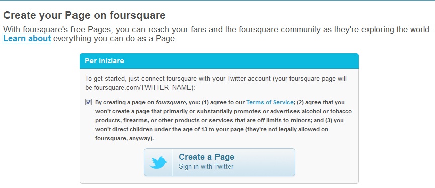 Foursquare brand page self-serve