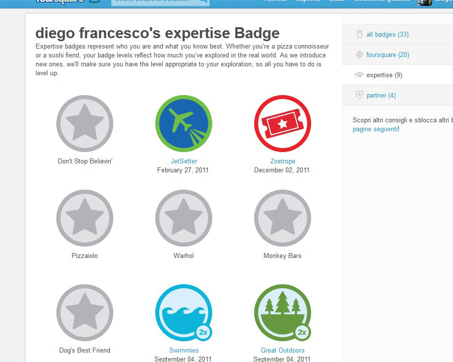 foursquare badge esperienza