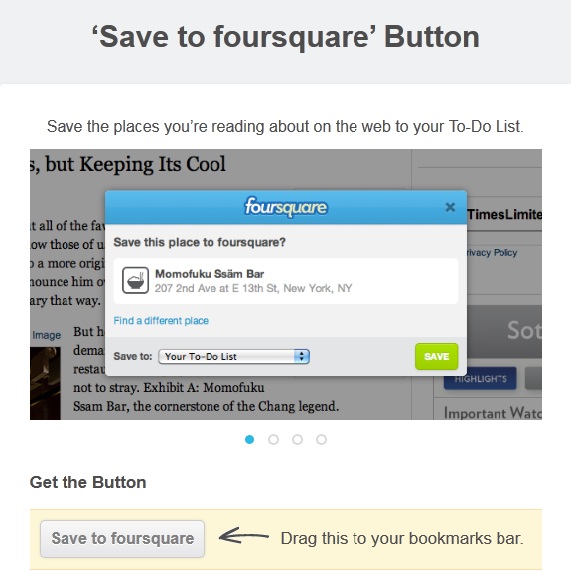 Save To Foursquare Button