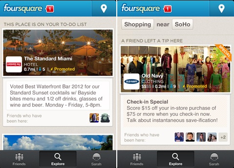 Foursquare Promoted Updates e Promoted Special