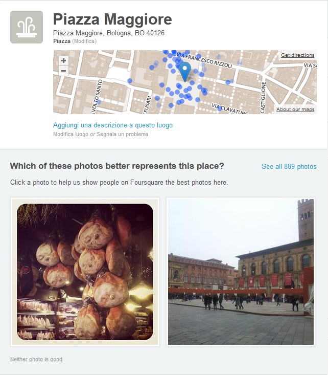Foursquare new photo grid nella home delle venue
