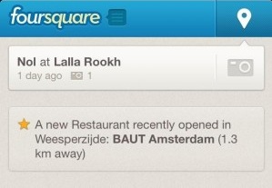 Notifica su Foursquare per i nuovi ristoranti