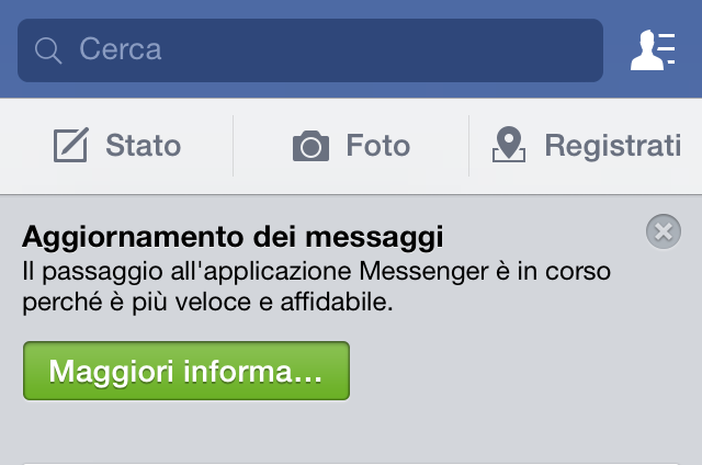 facebook messenger obbligatorio