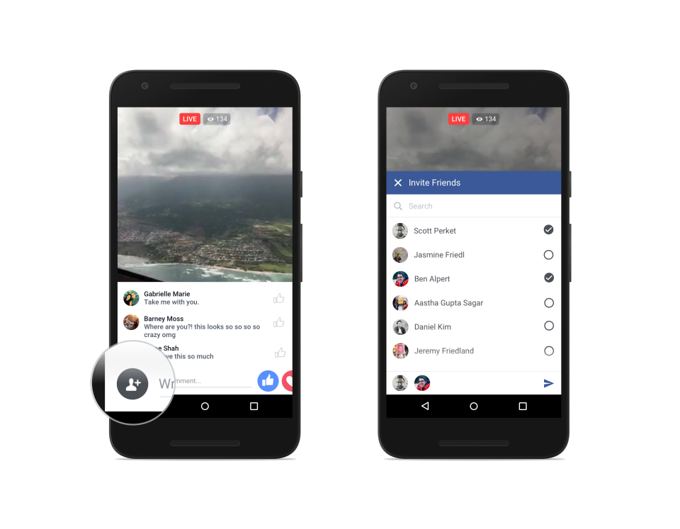 Facebook live video inviti